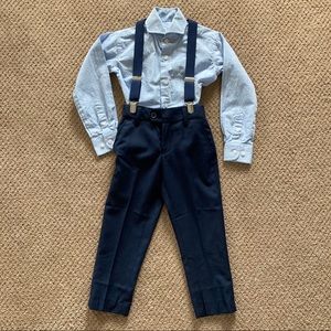 Ring bearer dress pants, dress shirt & suspenders